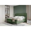 Boxspring posteľ PEAK - zelená čalúnená - v modernej spálni - celkový pohľad