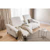 Pohovka PALERMO SOFA 2 verzia 2 v krémovom čalúnení v interiéri, pohľad zošikma s dekou a relax atmosférou.